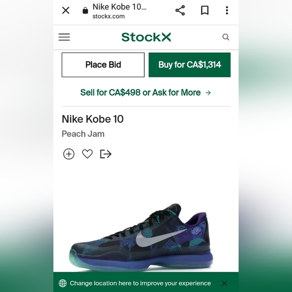 Nike Kobe Bryant X 10 Low Peach Jam Overcome Emerald Purple 705317-305 MEN'S 18 - Picture 5 of 7